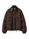Miu Miu Technical Pongé Cropped Down Jacket In Brown