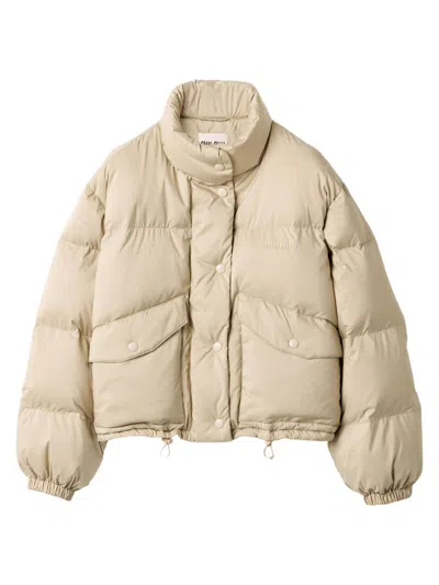 MIU MIU WOMEN'S TECHNICAL PONGÉ DOWN JACKET