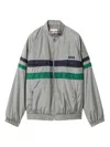 Miu Miu Striped Jacket Front Pockets Elasticated Cuffs In Gray