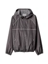 Miu Miu Technical Silk Zipper Blouson Jacket In Gray