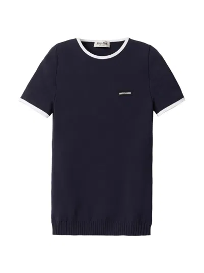 Miu Miu Women's Technical Yarn Crew-neck Sweater In Black