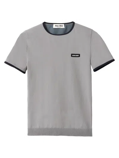 Miu Miu Women's Technical Yarn Crew-neck Sweater In Gray