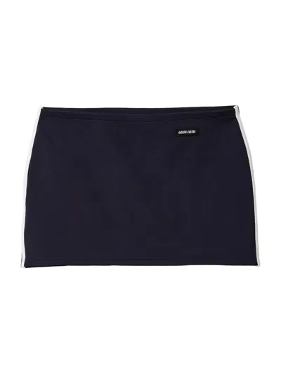 Miu Miu Women's Technical Yarn Miniskirt In Blue