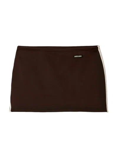 Miu Miu Women's Technical Yarn Miniskirt In Brown