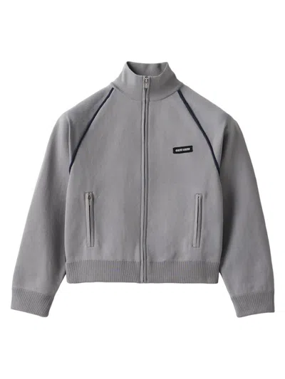 Miu Miu Women's Technical Yarn Zipper Cardigan In Gray
