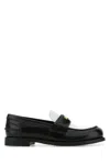 Miu Miu Black Leather Loafers In Black