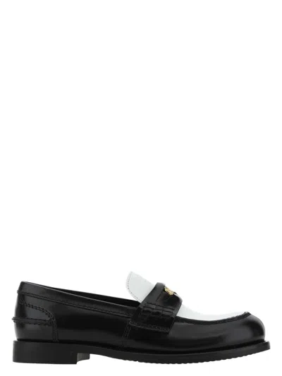 MIU MIU WOMEN'S TWO-TONE LEATHER LOAFERS | SIZE IT 40 | 5D773DF020AZE COLOR F0967