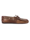Miu Miu Burnt Brown Moccasin In Vintage Effect Leather In Brown