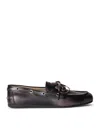 Miu Miu Women Unlined Boat Loafers In Decolored Leather In Black