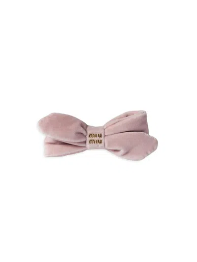 Miu Miu Women's Velvet Hair Clip In Pink