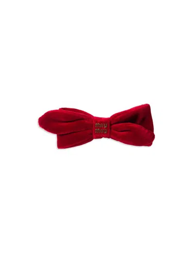 Miu Miu Women's Velvet Hair Clip In Red