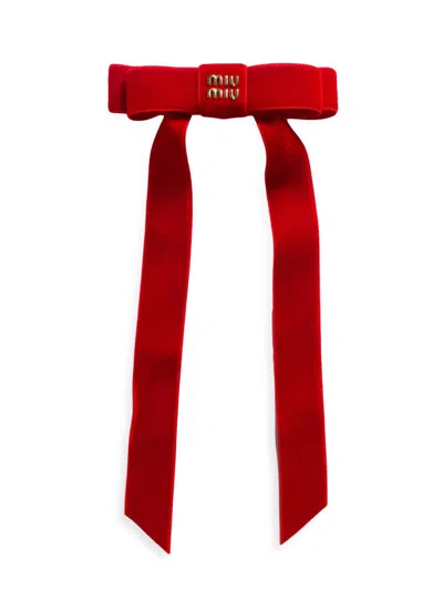 Miu Miu Women's Velvet Hair Clip In Red