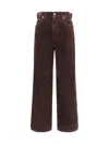Miu Miu Straight-leg Velvet Paperbag Pants In Brown