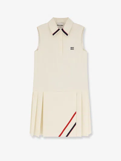 Miu Miu Women Virgin Wool And Mohair Short Dress In Neutral