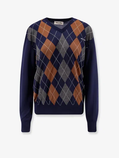 Miu Miu Women Virgin Wool Sweater In Blue