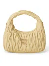 Miu Miu Women Wander Hobo Bag In Quilted Nappa In Cream