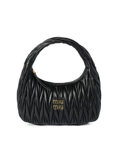Miu Miu Women's Wander Matelassé Nappa Leather Top Handle Bag In Black