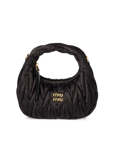 Miu Miu Women's Wander Matelassé Silk Mini Top Handle Bag In Black