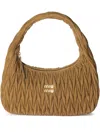 Miu Miu Women Wander Quilted Suede Bag In Green