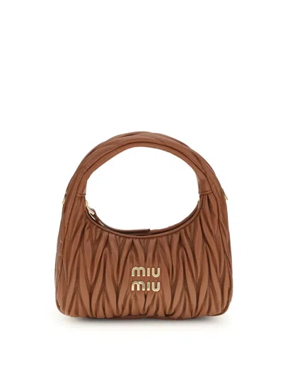Miu Miu Women Wandler Hobo Handbag In Brown