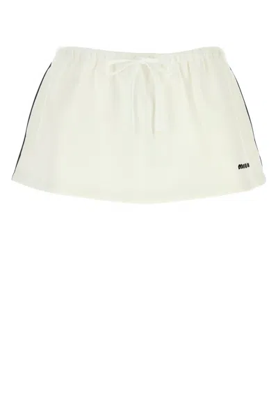 Miu Miu Women White Cotton Mini Skirt