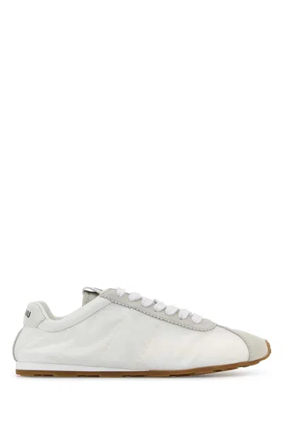 Miu Miu Women White Fabric And Suede Sneakers