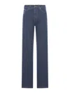 Miu Miu Women Wide Leg Pants With Embroidered Logo In Blue