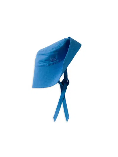 Miu Miu Women's Wide-brimmed Poplin Bucket Hat In Blue