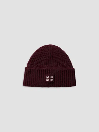 Miu Miu Women's Wool And Cashmere Beanie In Dark Red