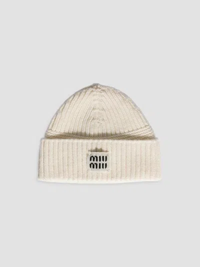 Miu Miu Women's Wool And Cashmere Beanie In White
