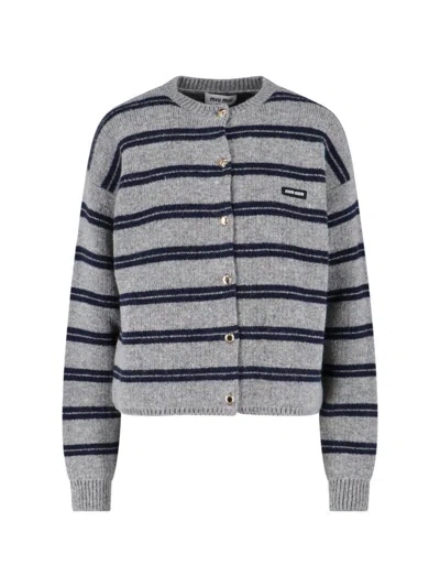 MIU MIU MIU MIU WOMEN WOOL AND CASHMERE CARDIGAN