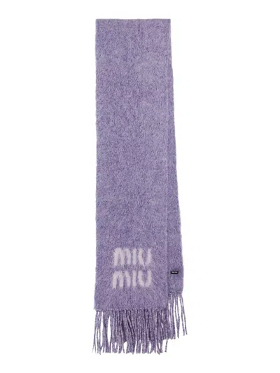 Miu Miu Wool And Mohair Scarf In Pink & Purple