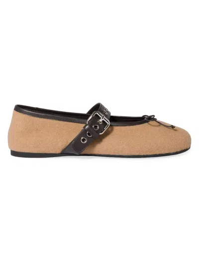 Miu Miu Women's Wool Ballerinas In Brown