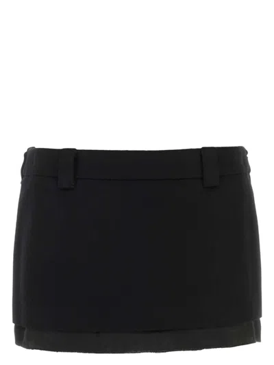 MIU MIU WOMEN'S WOOL BLEND MINI SKIRT