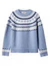 Miu Miu Wool Oversized Sweater Crew Neck Pattern In Blue