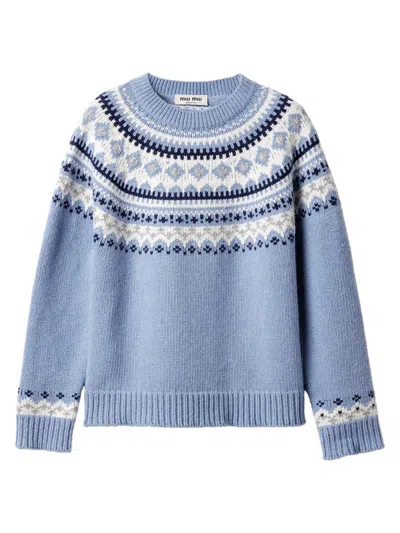 MIU MIU WOMEN'S WOOL CREW-NECK SWEATER