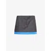 Miu Miu Womens Antracite Text-appliqué Contrast-hem Wool Mini Skirt In Antracite