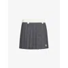 Miu Miu Womens Ardesia Contrast-waist Pleated Grisaglia Wool Mini Skirt In Ardesia