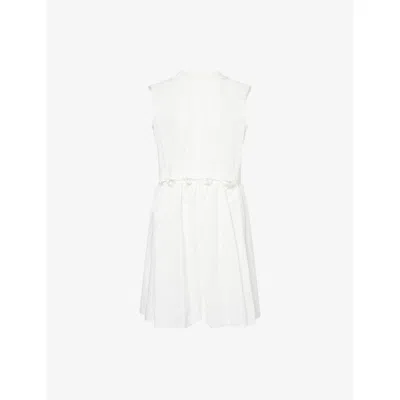 Miu Miu Womens Sleeveless Detachable-bodice Cotton Midi Dress Bianco