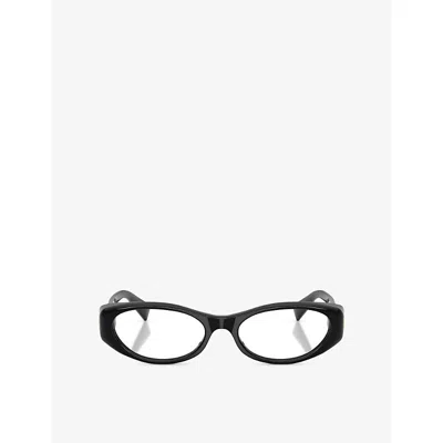 Miu Miu Womens Black Mu 03zv Oval-frame Acetate Eyeglasses
