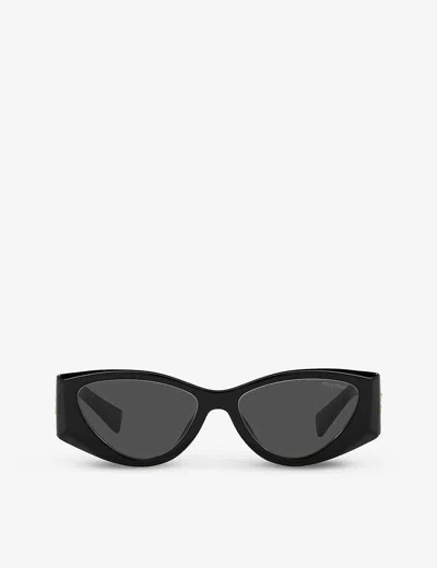 Miu Miu Womens Black Mu 06ys Cat-eye-frame Acetate Sunglasses