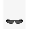 Miu Miu Womens  Mu 07zs Irregular-frame Acetate Sunglasses In Black