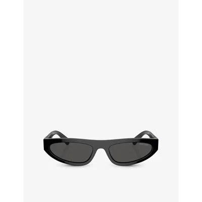 Miu Miu Womens  Mu 07zs Irregular-frame Acetate Sunglasses In Black