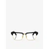 Miu Miu Womens Black Mu 11xv Rectangular-frame Metal Optical Glasses In Black