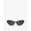 Miu Miu Womens Black Mu A04s Cat-eye Acetate Sunglasses