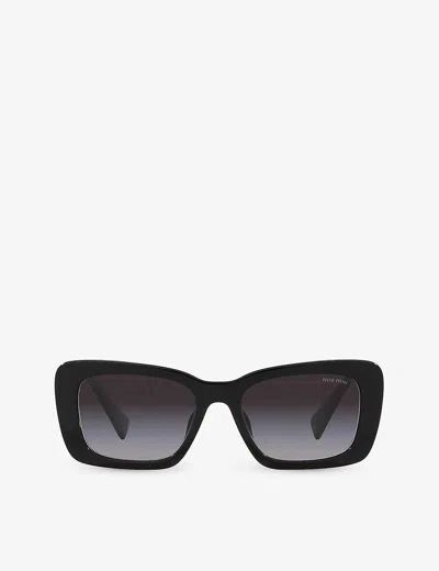 MIU MIU WOMENS BLACK PS 54YS RECTANGLE-FRAME ACETATE SUNGLASSES
