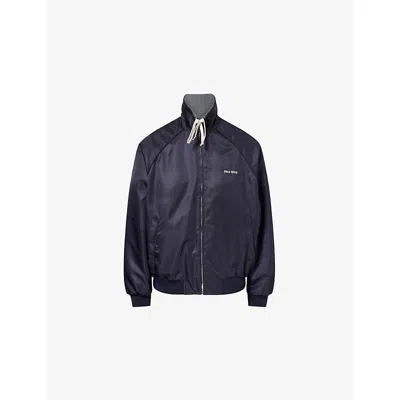 Miu Miu Womens Bleu Blouson Reversible Shell Jacket In Blue