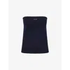 Miu Miu Womens Bleu Logo Tube Cotton-knit Top In Blue