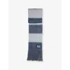 Miu Miu Womens Blu+cielo Striped Logo-patch Wool-blend Scarf
