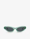 Miu Miu Mens Blue Mu 09ys Oval-frame Acetate Sunglasses In Blue